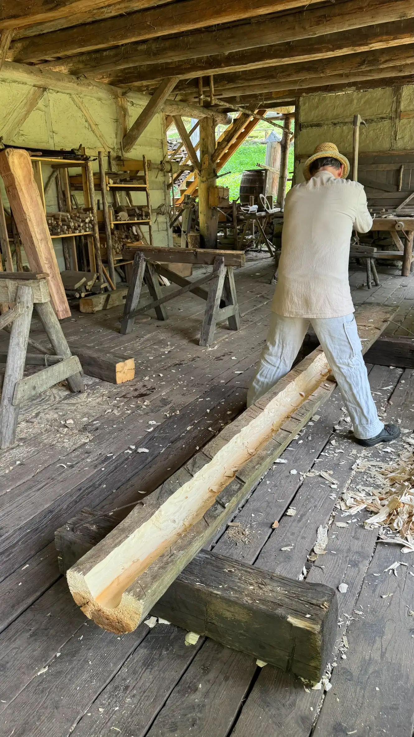 Carpenter Crafting Wooden Half Pipe