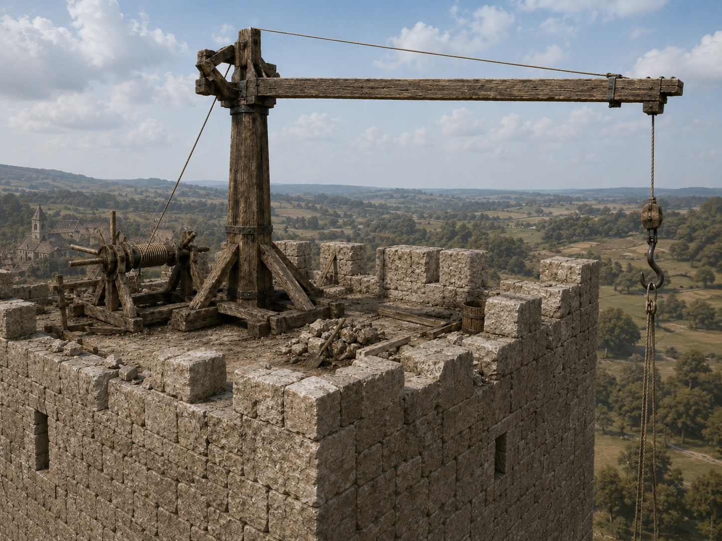 Generiertes Bild_ Mittelalterliche Festung und Belagerungsmaschinen