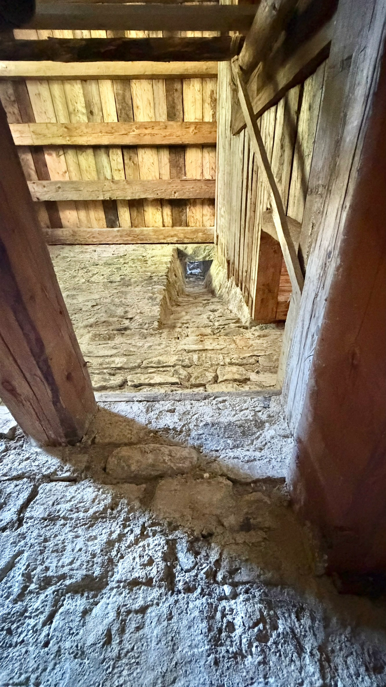 Smoke outlet, viewed from the staircase leading to the residential level.