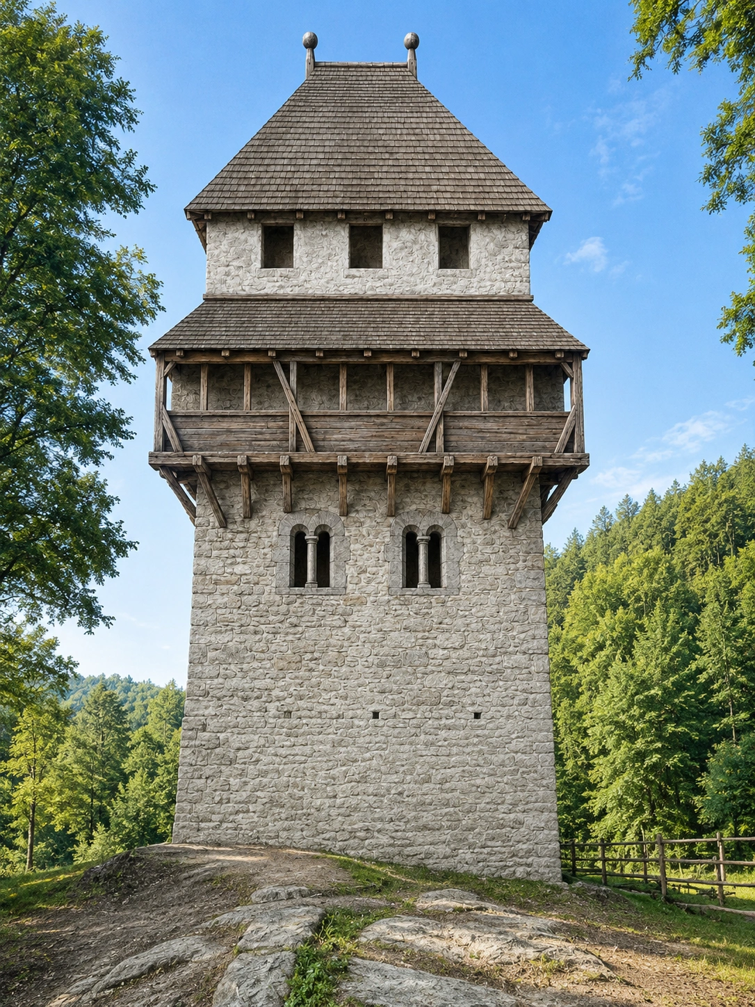 Interpretative illustration of the completed tower's west face.