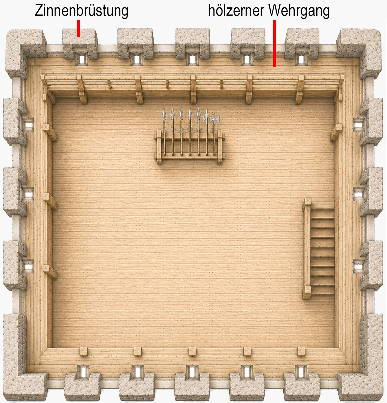 Beschrifteter Grundriss, Wehrgeschoß