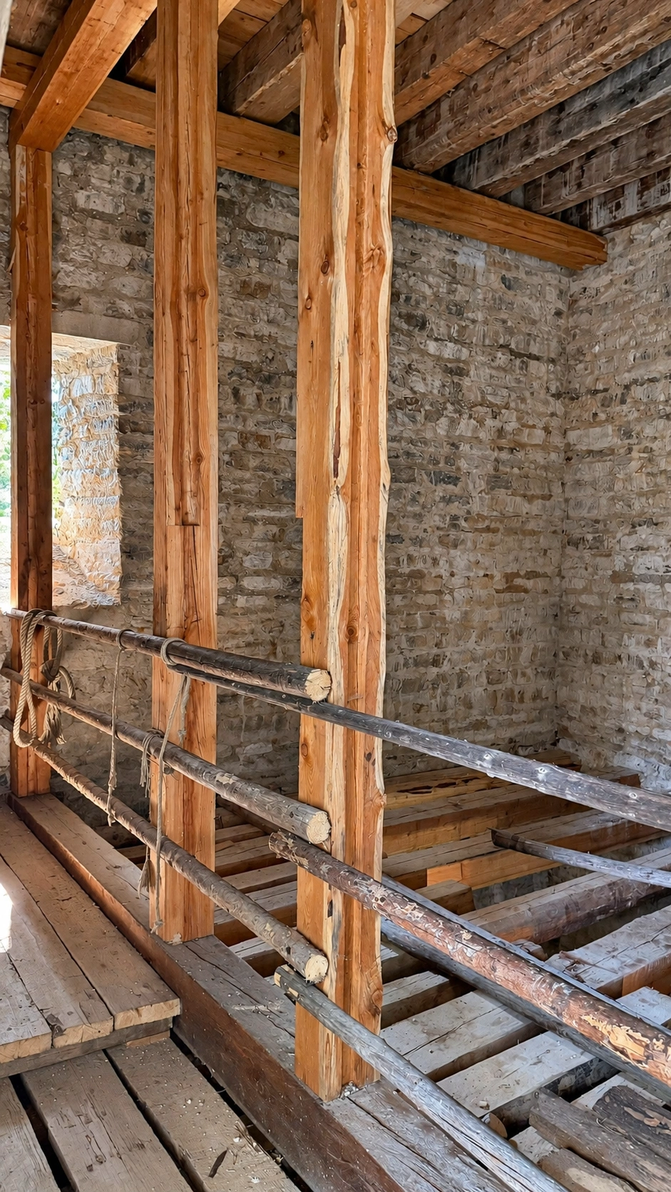 A post-and-plank wall will separate the antechamber on the left from the main chamber on the right.