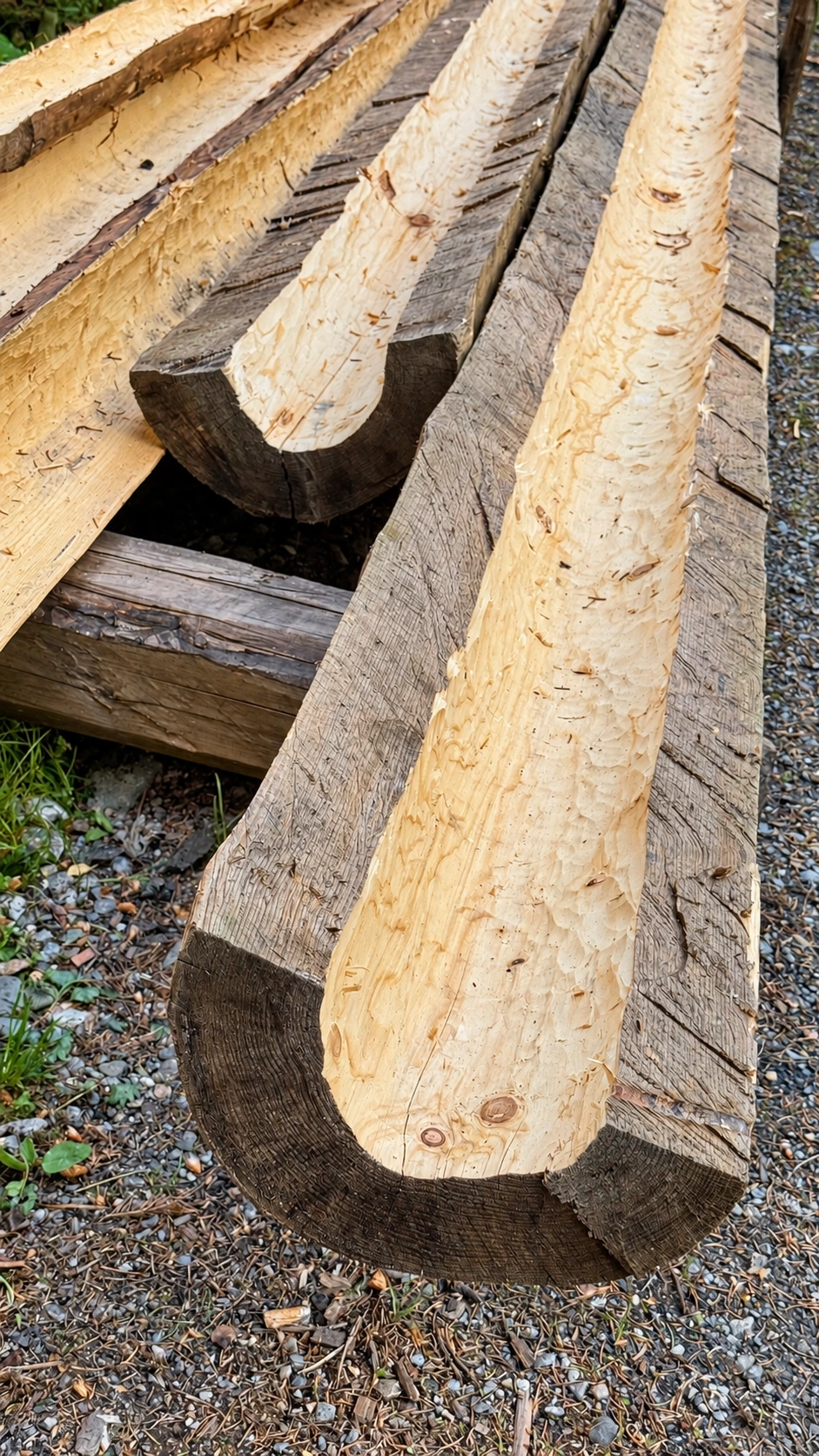 Wooden half pipe in the carpentry workshop