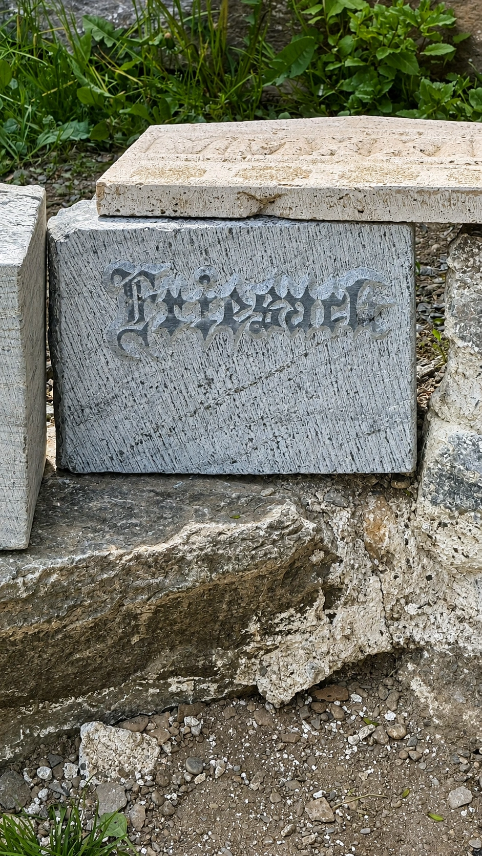 Inscribed stone block with carved lettering
