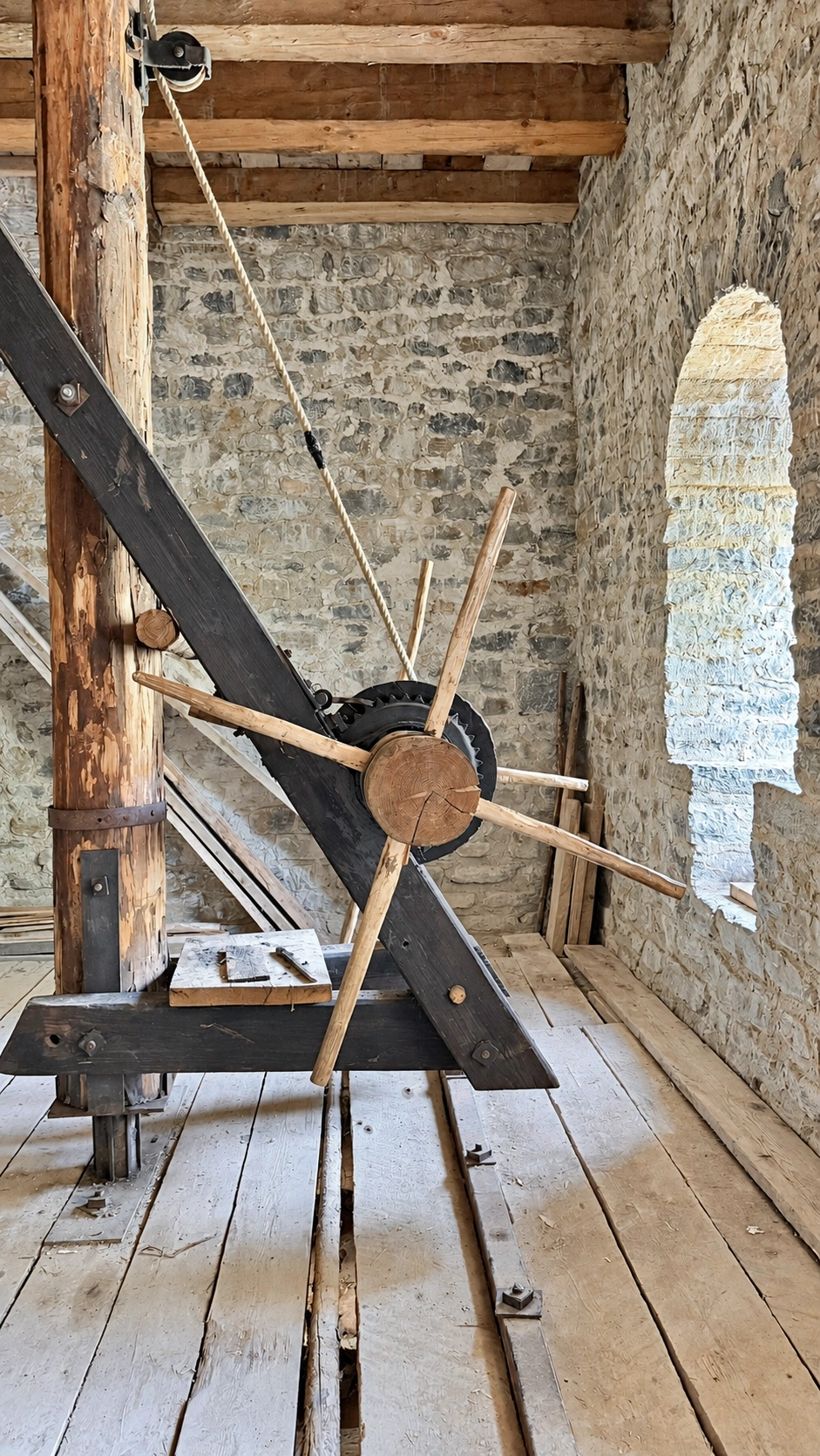 Die Treppe führt von der Eingangsebene in die Sommerstube auf der Wohnebene.