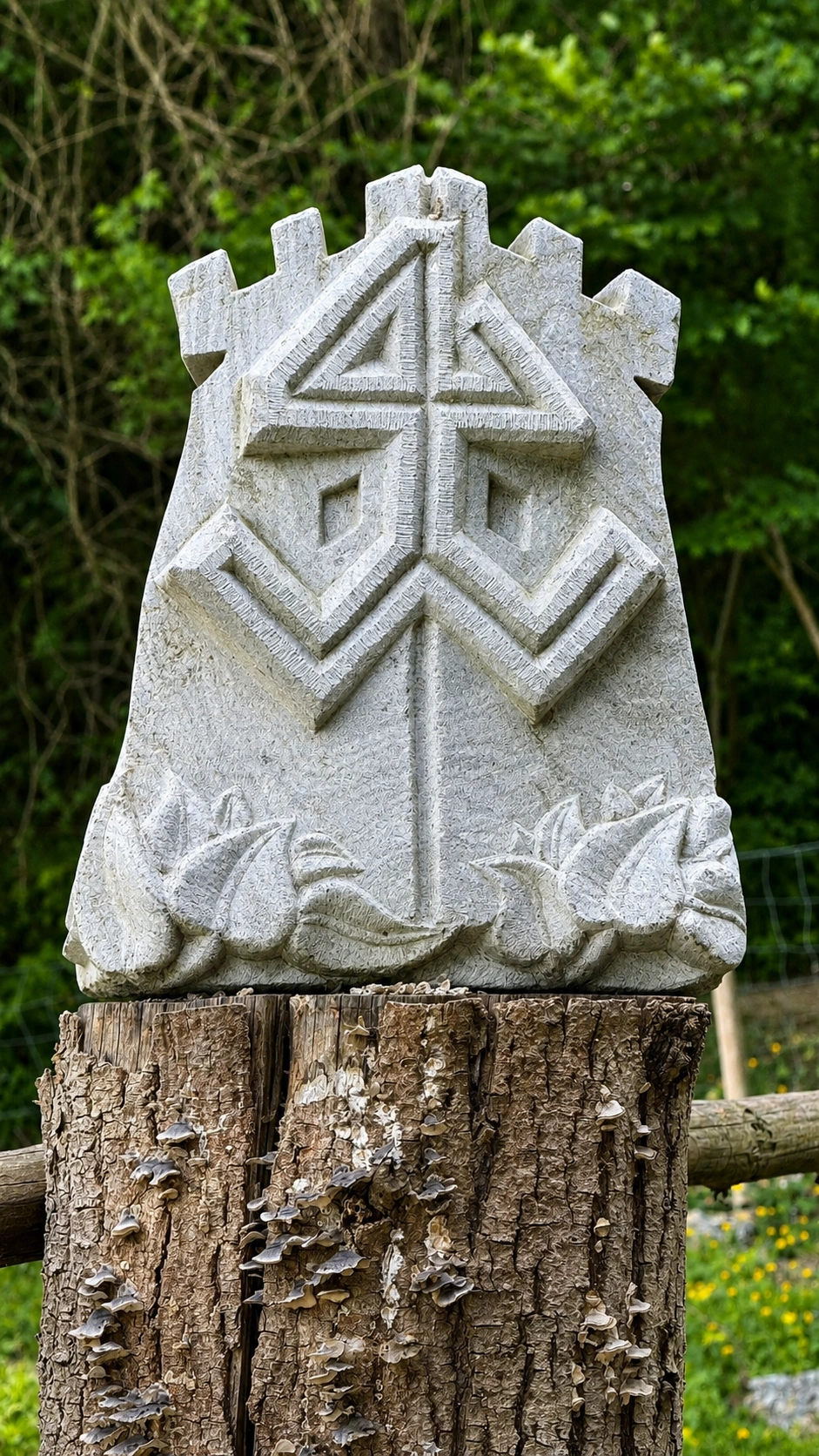 Finished carved stone with geometric ornament