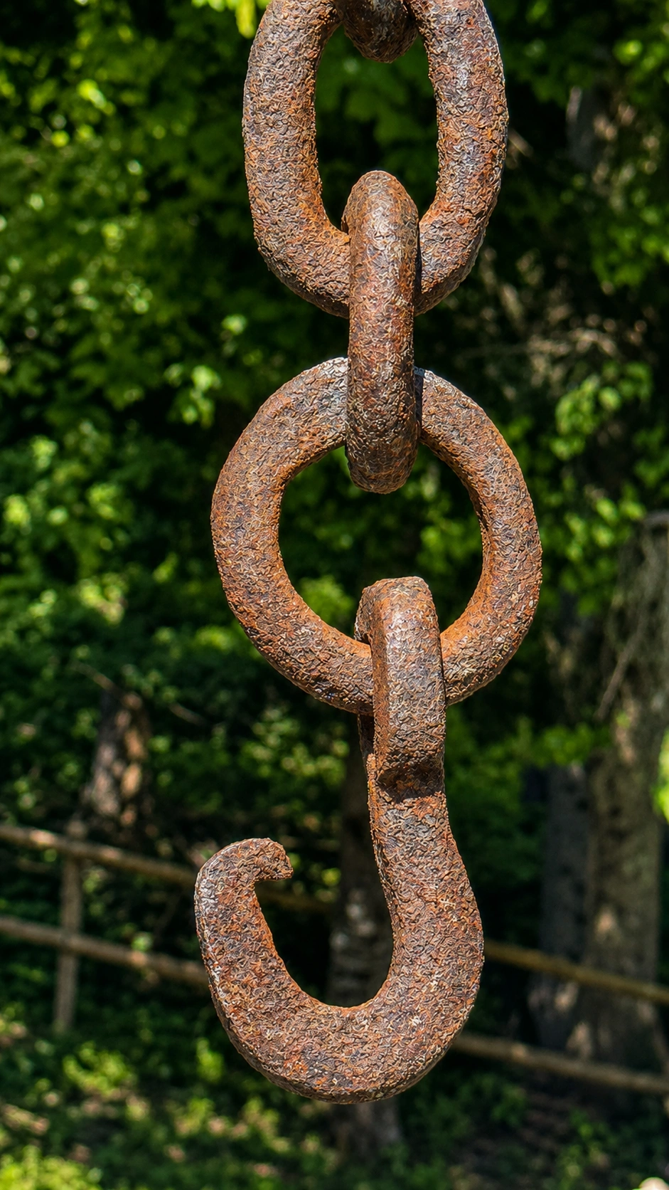 Forged chain links used in construction work