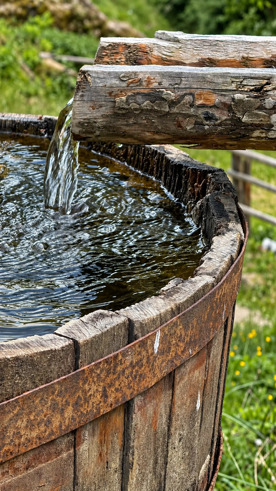 Discharge into the collection basin